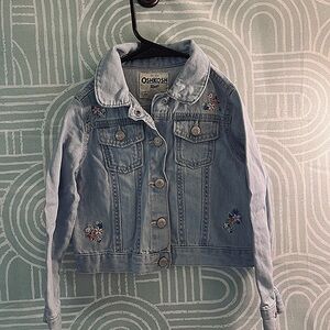 OshKosh B’gosh Girls Denim Jacket Embroidered Flowers Size 4T